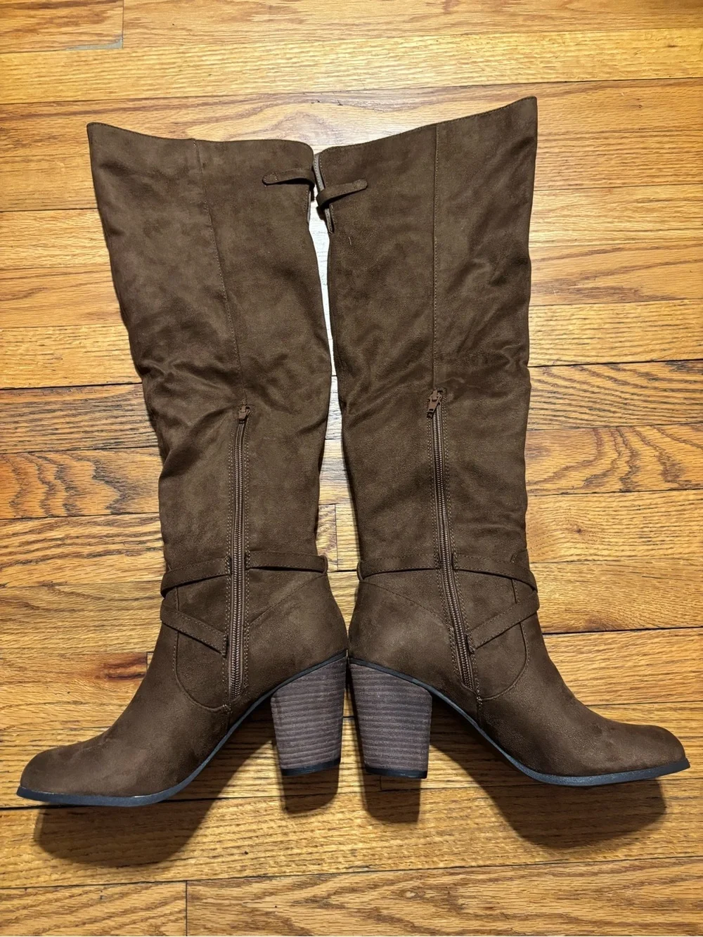 Madden Girl Daallas Brown Over-the-Knee Slouch Boots with Buckle Strap